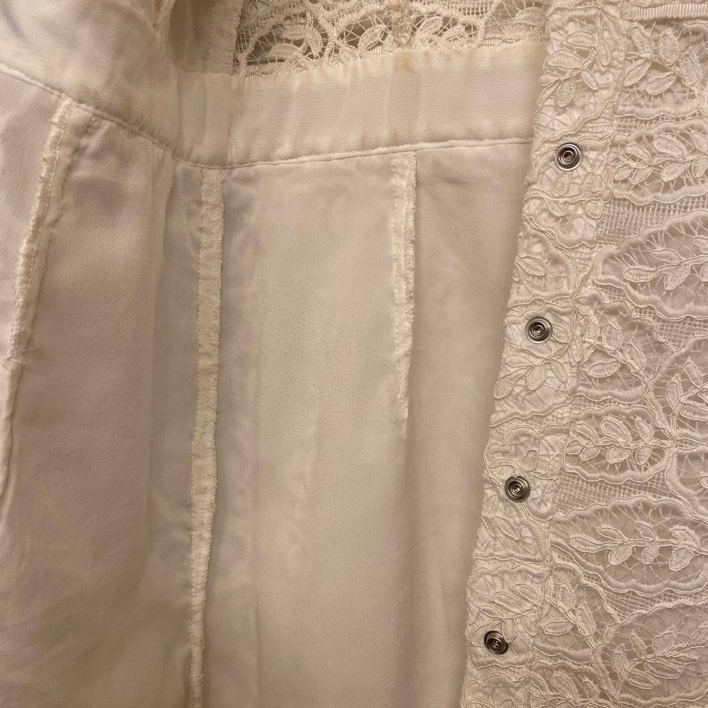 SANDRO Paris: Elegant Lace Button-Down Collared Dress in Ivory S - Picture 6 of 9